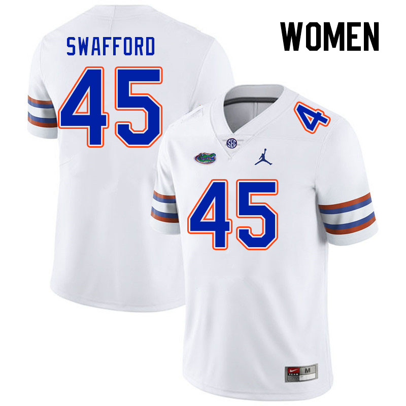 Women #45 Layne Swafford Florida Gators College Football Jerseys Stitched Sale-White
